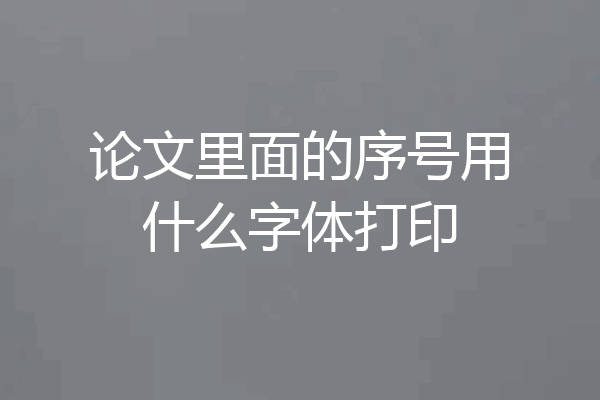 论文里面的序号用什么字体打印