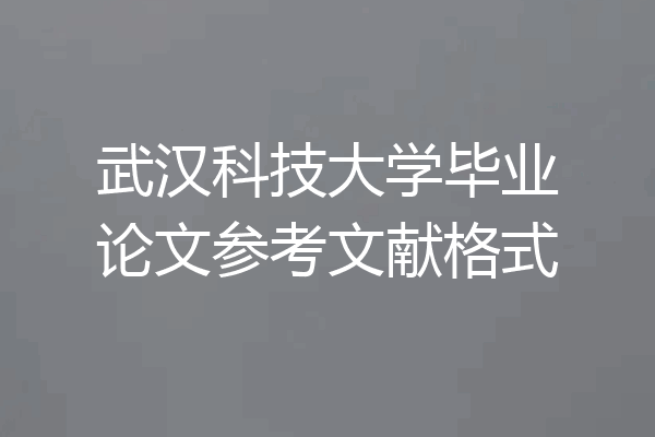 武汉科技大学毕业论文参考文献格式