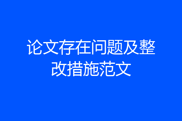 论文存在问题及整改措施范文
