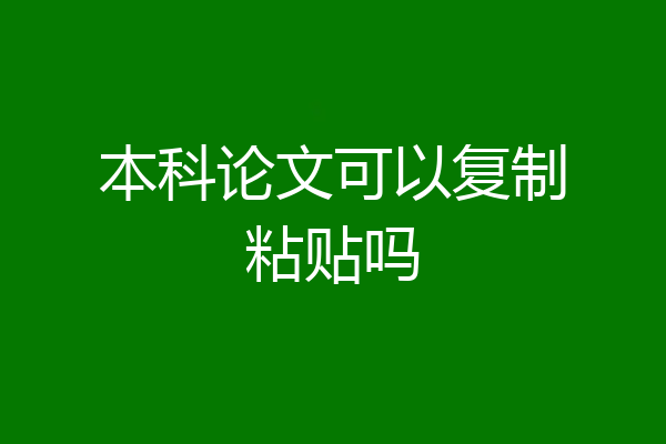 本科论文可以复制粘贴吗