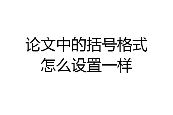 论文中的括号格式怎么设置一样