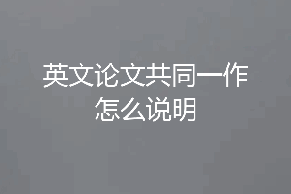 英文论文共同一作怎么说明