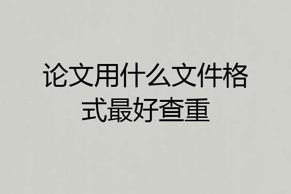 论文用什么文件格式最好查重