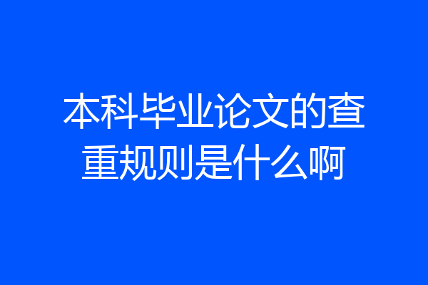 本科毕业论文的查重规则是什么啊