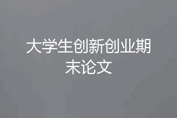 大学生创新创业期末论文