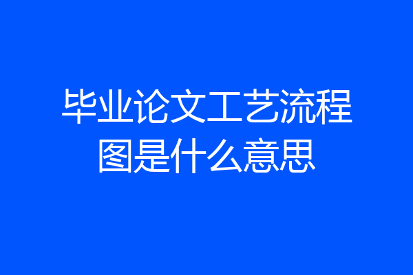 毕业论文工艺流程图是什么意思