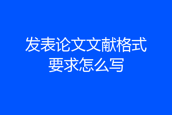 发表论文文献格式要求怎么写