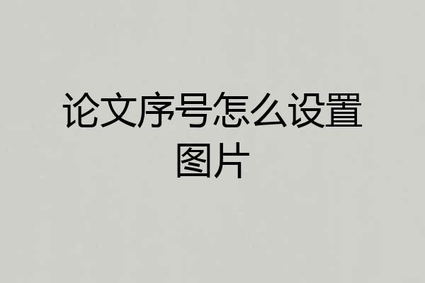 论文序号怎么设置图片