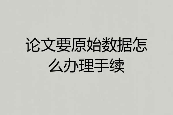 论文要原始数据怎么办理手续