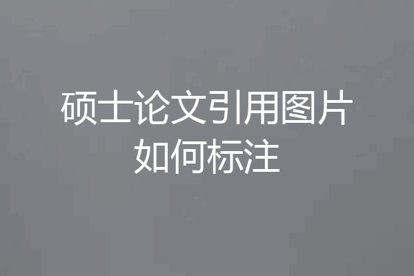 硕士论文引用图片如何标注