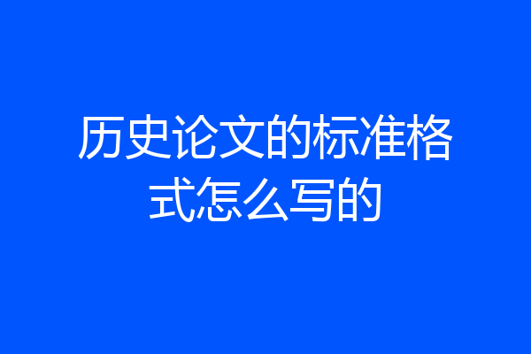 历史论文的标准格式怎么写的