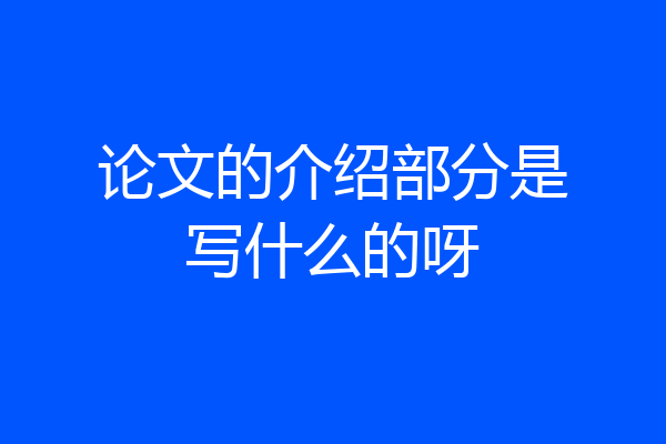 论文的介绍部分是写什么的呀