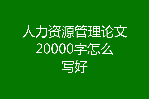 人力资源管理论文20000字怎么写好