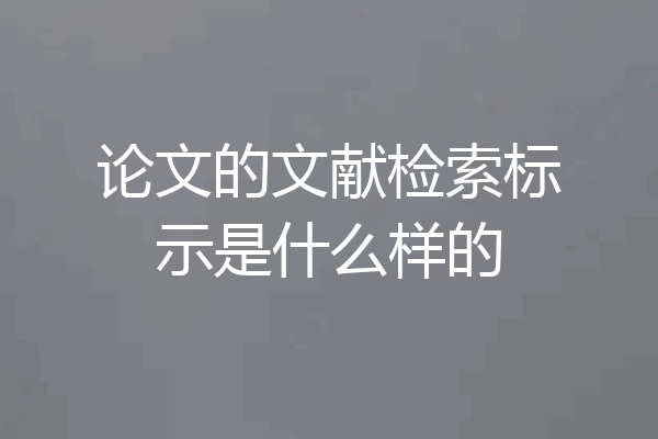 论文的文献检索标示是什么样的