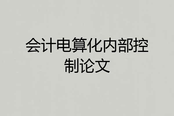 会计电算化内部控制论文