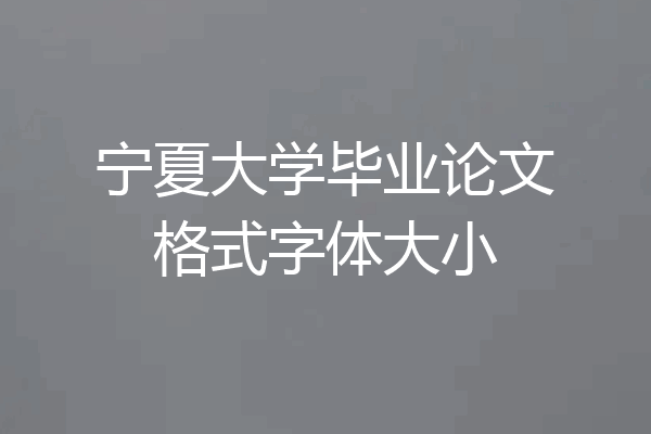 宁夏大学毕业论文格式字体大小