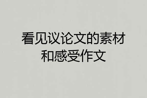 看见议论文的素材和感受作文