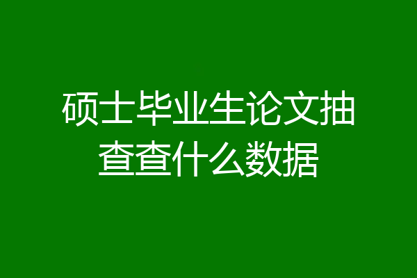 硕士毕业生论文抽查查什么数据