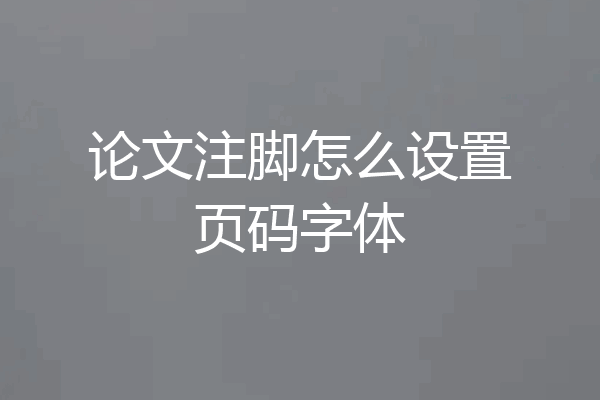 论文注脚怎么设置页码字体