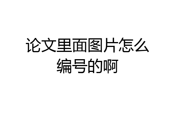 论文里面图片怎么编号的啊