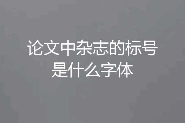论文中杂志的标号是什么字体