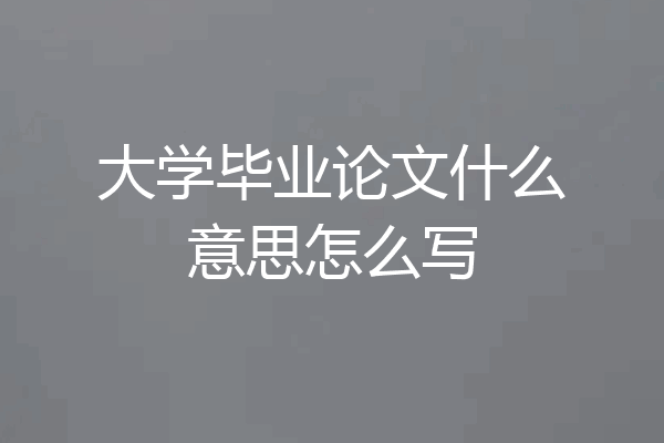 大学毕业论文什么意思怎么写