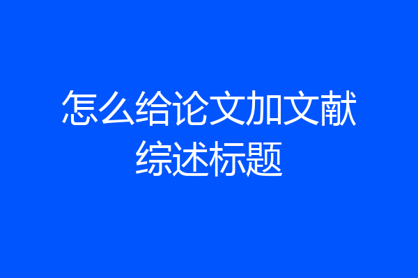 怎么给论文加文献综述标题