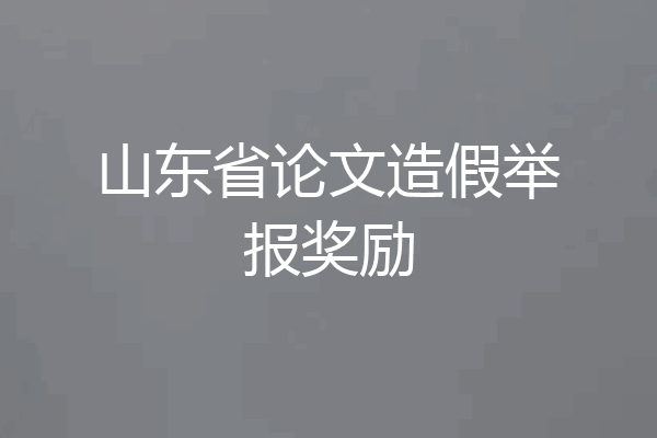 山东省论文造假举报奖励