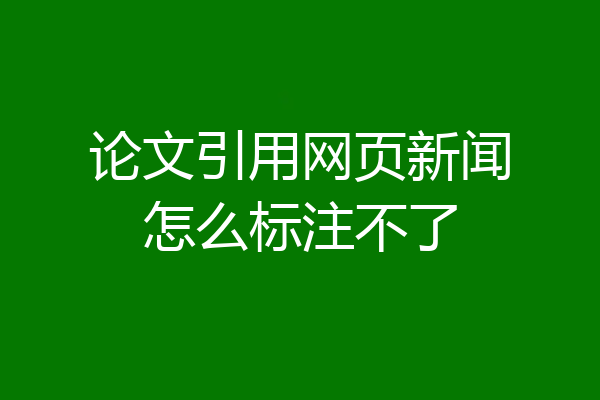 论文引用网页新闻怎么标注不了