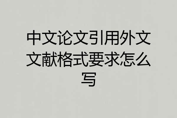 中文论文引用外文文献格式要求怎么写