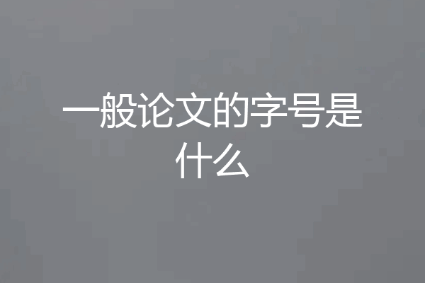 一般论文的字号是什么