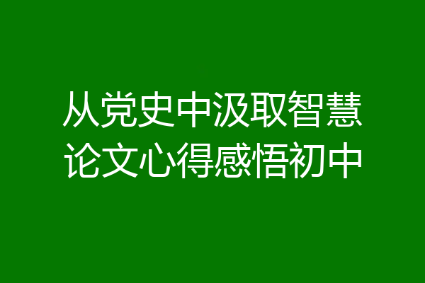 从党史中汲取智慧论文心得感悟初中