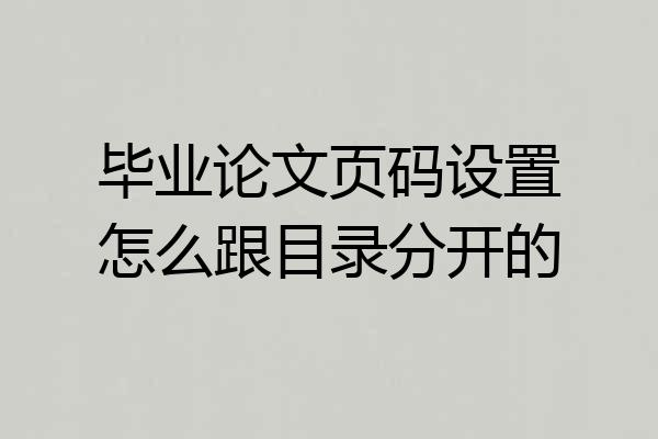 毕业论文页码设置怎么跟目录分开的
