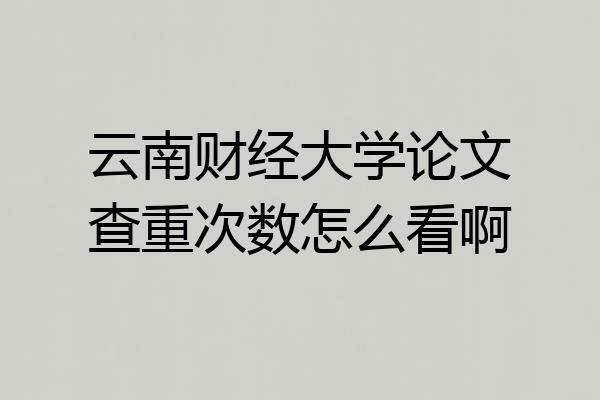 云南财经大学论文查重次数怎么看啊
