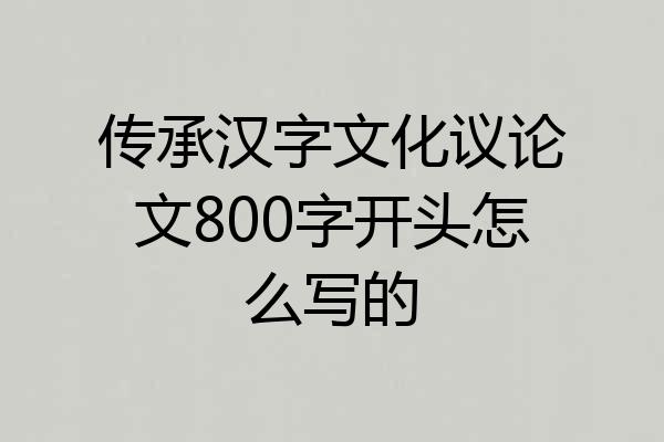 传承汉字文化议论文800字开头怎么写的