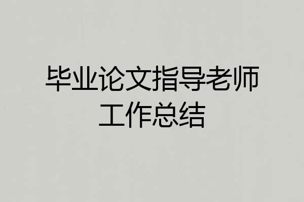 毕业论文指导老师工作总结