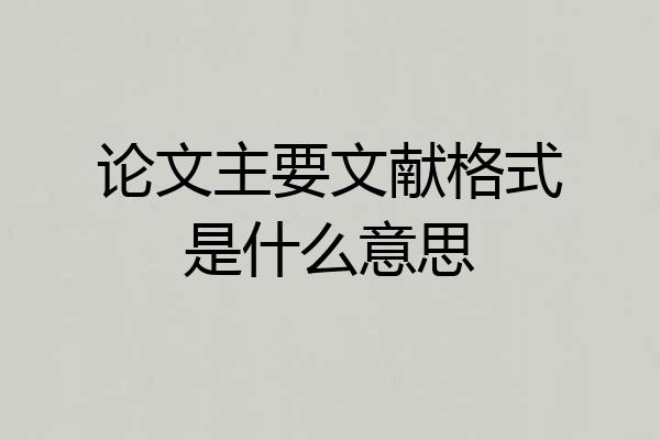 论文主要文献格式是什么意思