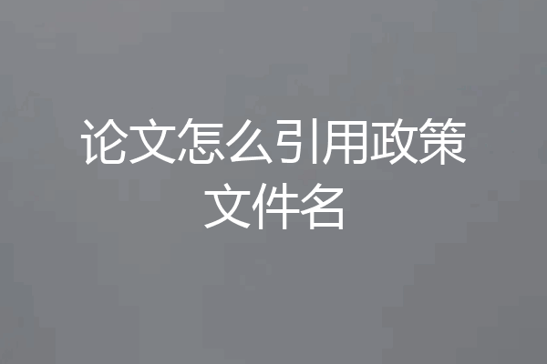 论文怎么引用政策文件名