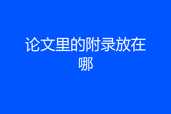 论文里的附录放在哪