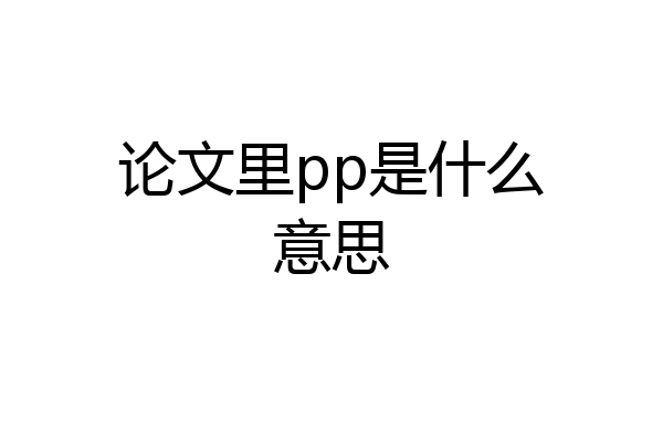 论文里pp是什么意思