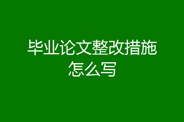 毕业论文整改措施怎么写