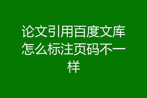 论文引用百度文库怎么标注页码不一样