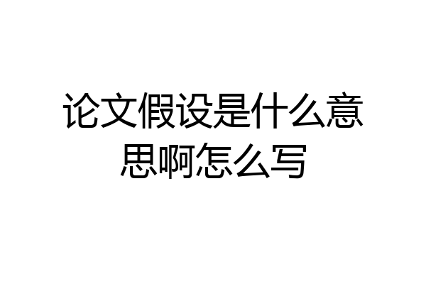 论文假设是什么意思啊怎么写