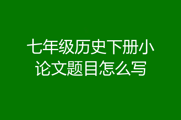 七年级历史下册小论文题目怎么写