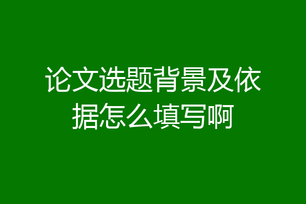 论文选题背景及依据怎么填写啊