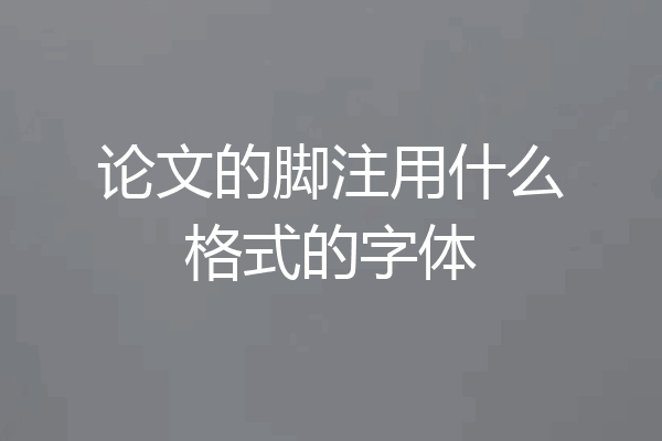 论文的脚注用什么格式的字体
