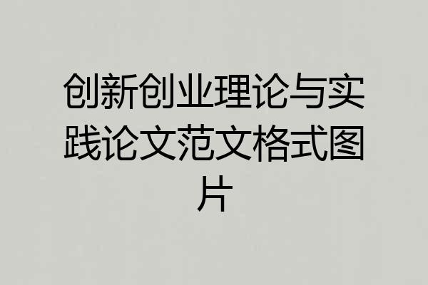 创新创业理论与实践论文范文格式图片