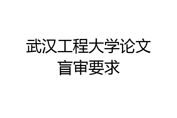 武汉工程大学论文盲审要求