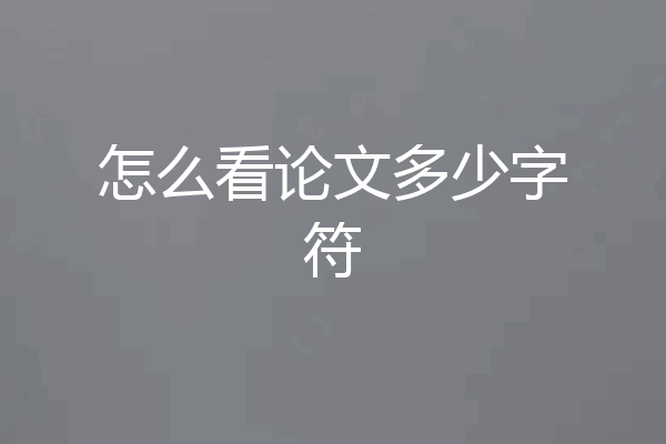 怎么看论文多少字符