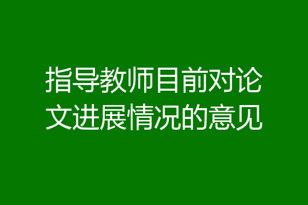 指导教师目前对论文进展情况的意见